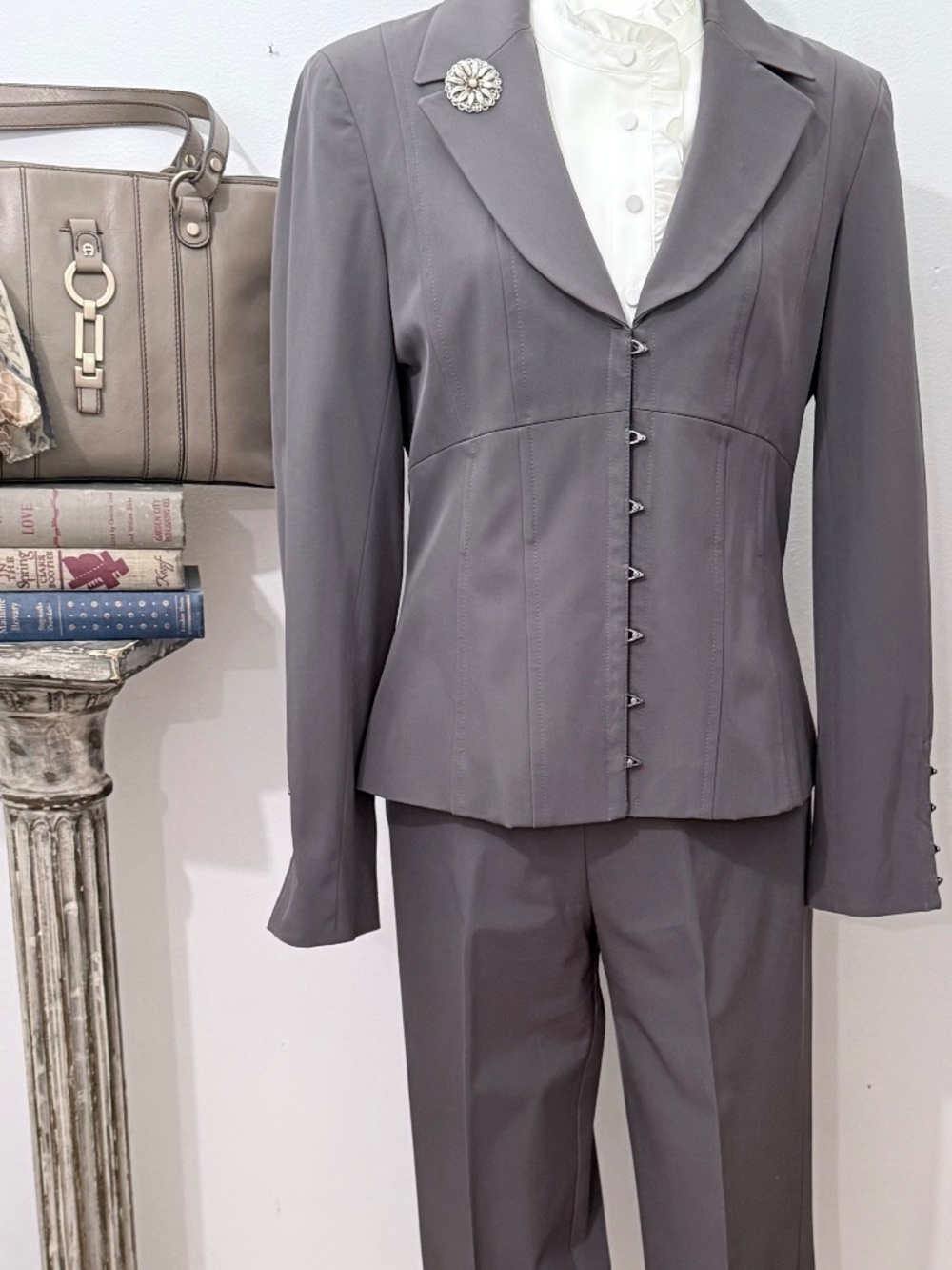 Y2K VTG Blazer & Trousers Jenne Maag (IYKYK) Corporate Chic Power Suit SZ 5 Gray